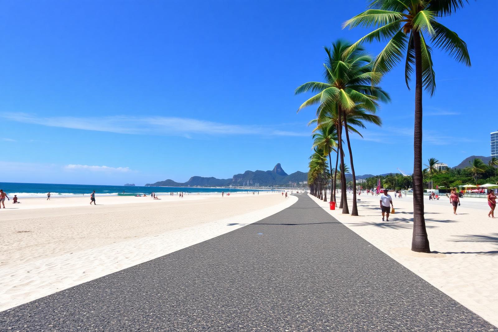 Plage de Copacabana, sable doré et mosaïque portugaise, Rio de Janeiro