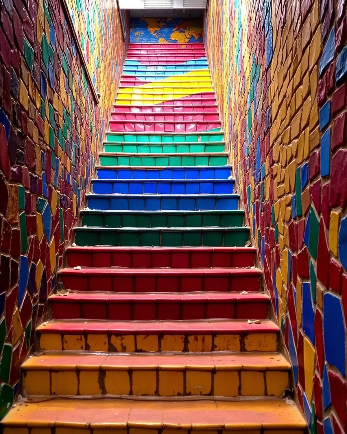 Escalier Selaron, mosaïque colorée de Lapa à Rio de Janeiro