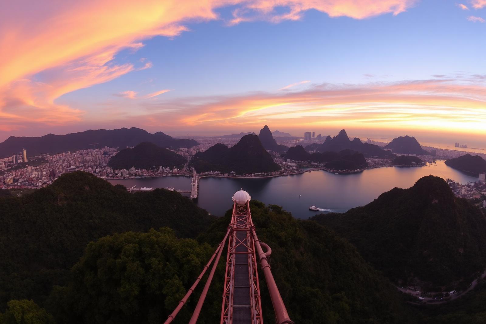 Pain de Sucre et téléphérique au coucher de soleil sur Rio de Janeiro