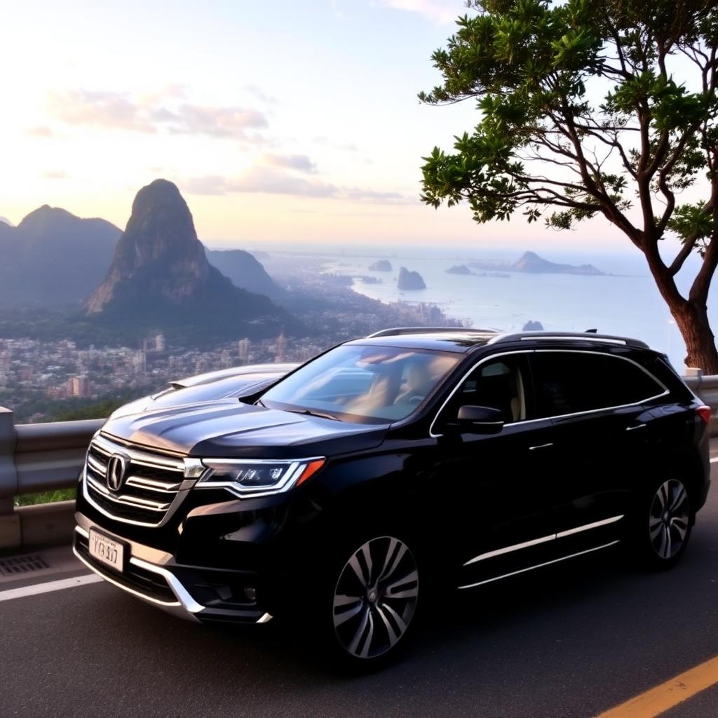 Véhicule VTC noir climatisé pour transfert privé francophone à Rio de Janeiro Brésil